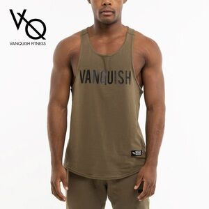 Vanquish Men’s Muscle Stringer Tank Size Large Olive Green Gym Workout